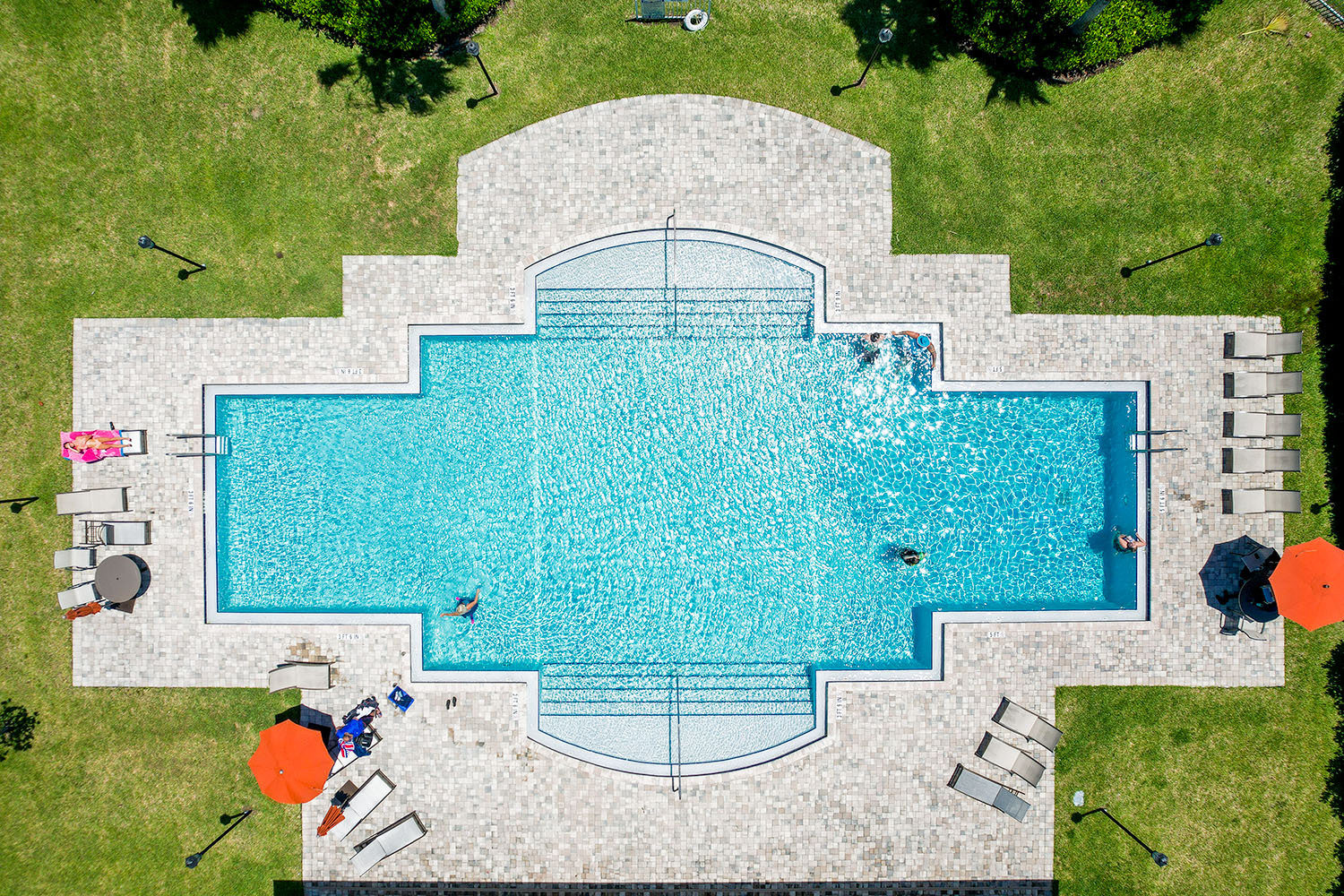 Resort-style community pool from above